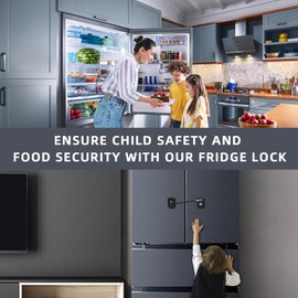 RORMGO Refrigerator Lock 2 Packs, Fridge Lock with Silicone Wire Protection Fridge Locks for Kids Easy to Use and Install Fridge Locks with Key Surface-Friendly Freezer Lock, Black