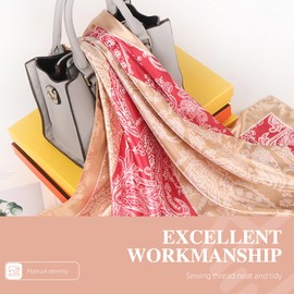 EIysee 35 Inches Silk Head Scarf-Satin Hair Scarves Silk Bandana Scarf Headscarf Silk for Women's Fashion Scarves (Brownish pink-Spliced cashews)