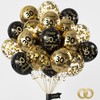 Yiran 30th Birthday Balloons, Black Gold Number 30 Balloons, 15Pcs