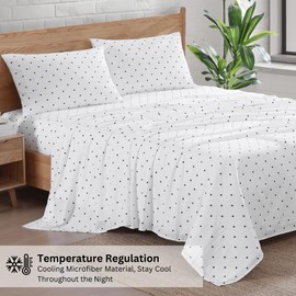 Casa Platino Sheets Split King Size Bed Set, Pre-Washed Ultra Soft Split King Sheets Set, Brushed Microfiber Bedding, 7 Piece Set, Deep Pocket Sheet Set – Polka Dot