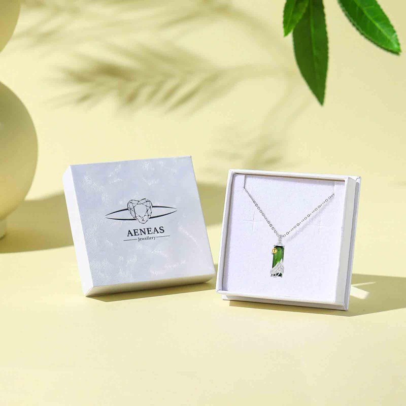 AENEAS Mountain Necklace for Women Sterling Silver Mustard Seed Green