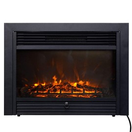 SPSUPE 28.5" Electric Fireplace Insert, Recessed Electric Stove Heater with Heater Glass View, Includes Remote Control, Black