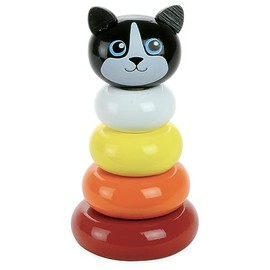 Vilac Wooden Minou Cat Stacking Toy, Develop Fine Motor Skills, Includes 5 Easy To Grasp Wooden Pieces, Multicolored, 12 Months+