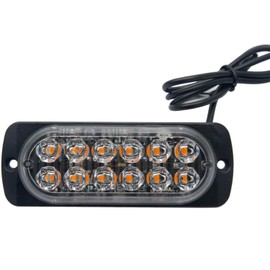 Riloer High Brightness Amber Emergency Strobe Lights, Universal 12-LEDs 36W Surface Mount Warning Hazard Flashing Strobe Light Bar, Fit for Off Road Vehicle, ATVs, Truck, 1-Pack