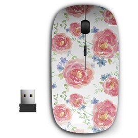 2.4G Ergonomic Portable USB Wireless Mouse for PC, Laptop, Computer, Notebook with Nano Receiver ( Beautiful Colorful Flower Watercolor Painting )