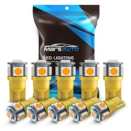 Marsauto 194/T10 Focos LED Amarillo Ámbar 5 SMD sin Polaridad para Cúpula, Mapa, Puerta, Matrícula, Paquete de 10