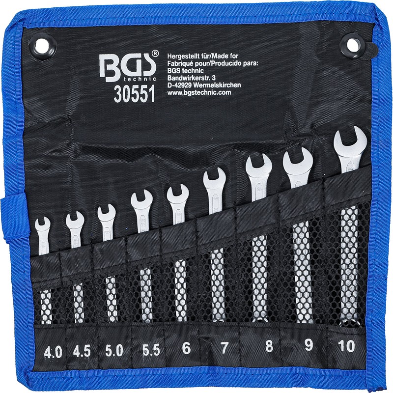 BGS 30551 Open-Ended Ring Spanner Set 9 Pieces SW 4-10