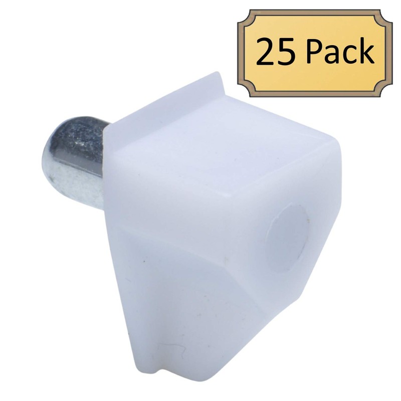 5mm Bracket Style Cabinet Shelf Support Pegs - White Plastic