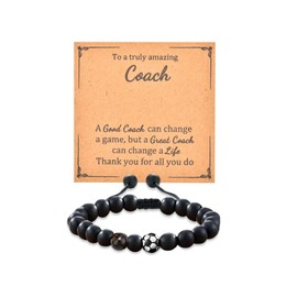 Soccer Coach Gifts for Men Birthday Gifts for Coach Appreciation Bracelet Thank You Soccer Coaches Gift Ideas Graduation Retirement Gift for Coaches Beaded Bracelet Thankful Christmas Presents for Him