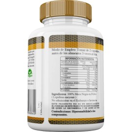 Healthy Superfoods Maca Negra (Lepidium meyenii) Pura Orgánica Premium 100 Capsulas 500mg Sabor Natural
