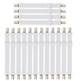 DLAKIND 16 x Adjustable Elasticated Bed Sheet Tensioners with Metal Clips - Tensioners for Bed Sheets, Mattresses, Ironing Boards or Sofas
