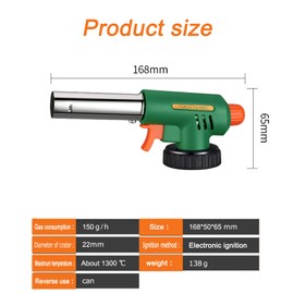 Butane Torch Kitchen Blow Lighter - 360° inverted use Culinary Torches Chef Cooking Professional Adjustable Flame with Reverse Use for Creme, Brulee, BBQ, Baking(Butane Fuel Not Included)