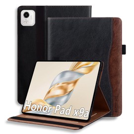 ONETHEFUL Tablet Case for Honor Pad X9a 11.5" 2025 - Protective PU Leather with Multi-Angle Adjustable Stand, 2 Card Slots, Pen Holder | Black