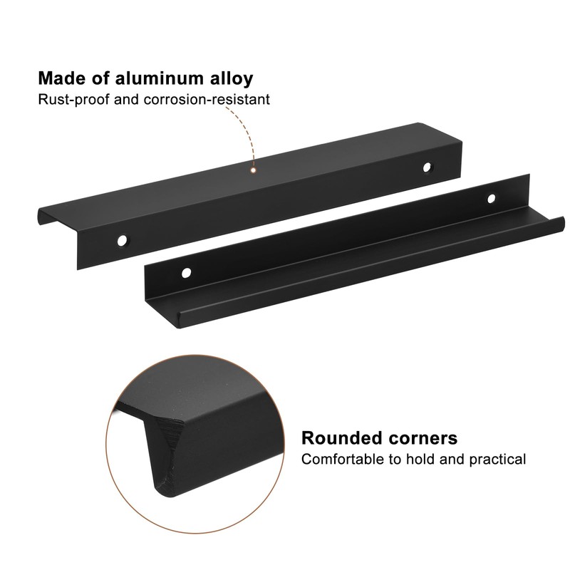 sourcing map Cabinet Finger Edge Pull, 6pcs 200mm/7.87 Aluminum Alloy