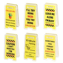 6pcs Funny Sticky Note Holders, Acrylic Hilarious Memo Clip Stand Overstimulated Prank Caution Desk Sign Note Clips Practical Accessories for Office Desk Shop Home Decor