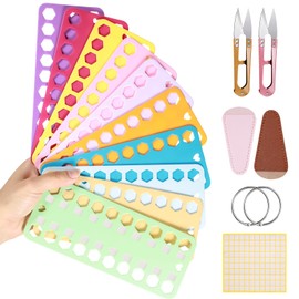 Embroidery Floss Organizer,10 Pcs Cross Stitch Supplies and 2 Pcs Thread Snippers for Sewing with Leather Scissors Sheath Cover,Needlepoint Thread Organizer and Thread Scissors Combined