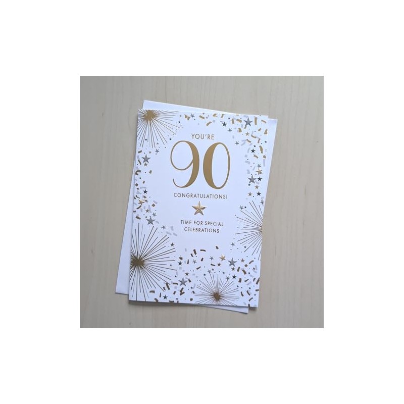 Age 90 Birthday Card - Mens Male Script 90th- Size: