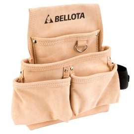 BELLOTA PC4BOL Leather Tool Bag with 4 Pockets for Hammer and Flexometer