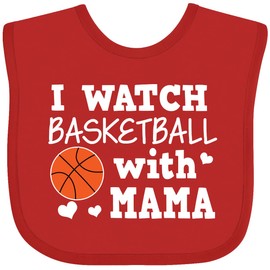 inktastic I Watch Basketball with Mama Baby Bib Red 38de5