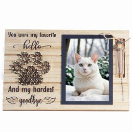 Qunaawa Dog Cat Memorial Frame with Pet Glass Urns for Ashes or Hair, Pet Loss Gifts for Loss of Dog Sympathy Picture Frame Keepsake