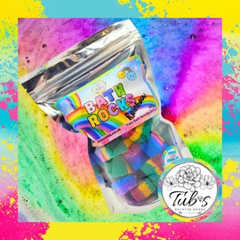 Rainbow Colourful Bath Rocks Bath Bombs Green Blue Yellow Red Purple Fizz Vegan Approved Pride Made in UK by Tub's Bath Bombs
