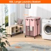 150L Laundry Hamper with Wheels, Rolling Laundry Basket with Metal