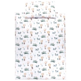 TupTam Children's Bed Linen Set Baby Bedding Duvet Cover 100 x 135 120 x 90 cm Pillowcase 40 x 60 cm Boys Girls 2-Piece Set Colour: Foxes on a Plane Size: 135 x 100 cm
