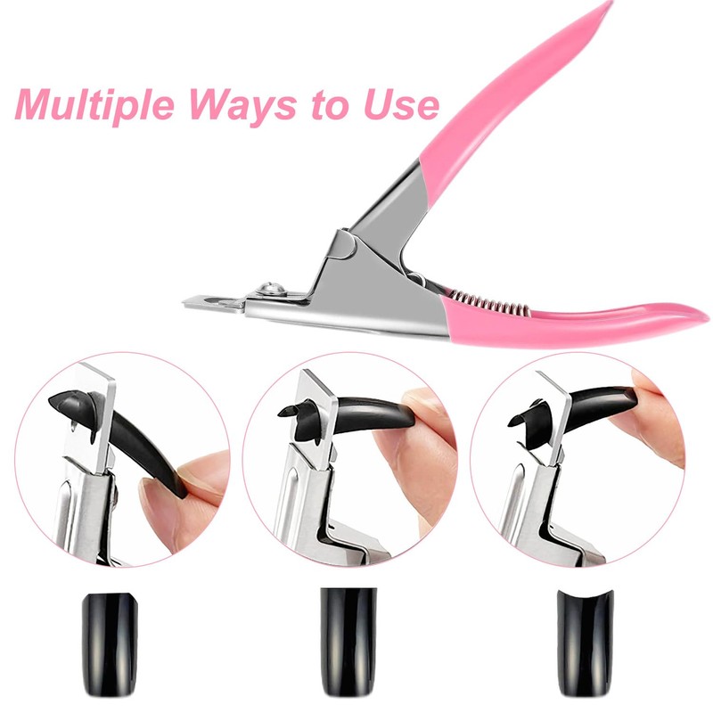 Nail Clipper, Pink Stainless Steel False Nail Clipper, Nail Trimmer