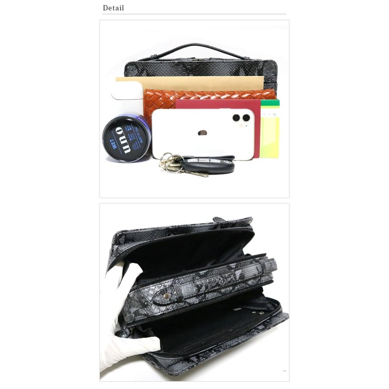 Berkut Double Zipper, Second Bag, Clutch Bag, Handbag, Formal, python