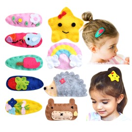 California Tot Felt Cute Animal Hair Snap, Non-Slip Hair Clips for Toddler, Girls (Mega Set of 9)