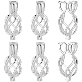 Beebeecraft 1 Box 10Pcs Beads Cages Charms Platinum Plated Brass Stone Holder Cage Pendants Fit for 4-6mm Beads for DIY Bracelet Necklace Jewelry Making, Platinum Plated, No Gemstone