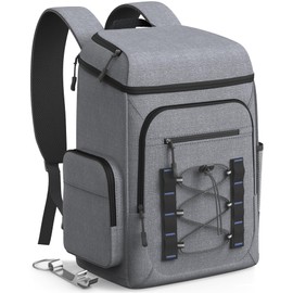HOTOR Backpack Cooler Bag - 30/45 cans Large Backpack Coolers Insulated Leak Proof with Multiple Pockets, Small Cooler as Beach Cooler for Travel, Hiking, Camping, 17.7'' x 10.6'' x 7.5'', Grey