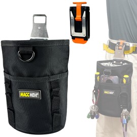 MAGGHEVI Waist Bag, Nail Bag, 2 Tiers, Spring Loaded Closure, Includes Detachable Tool Holder, Easy to Put On and Take Off Attachment, Waist Tool Pouch, Screw Case, Small Items, High Density Nylon