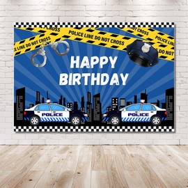 Boy Birthday Background Police Line Do Not Cross Car City Night Kids Party Banner Photography Background Photo Booth Props for