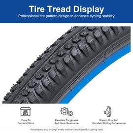 FengCan 26x2.125 (57-559) Bike Tire 26 inch Bicycle tire Suitable for 26 x 2.10 26 x 2.125 City/Road/Commuter Folding Replacement Bike Tire (Single)
