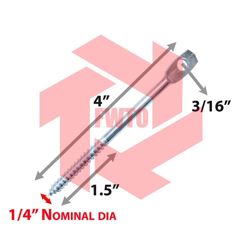 MEGAFastener FWTO Zinc Plated 4" Eye Lag Wood Screw (Qty