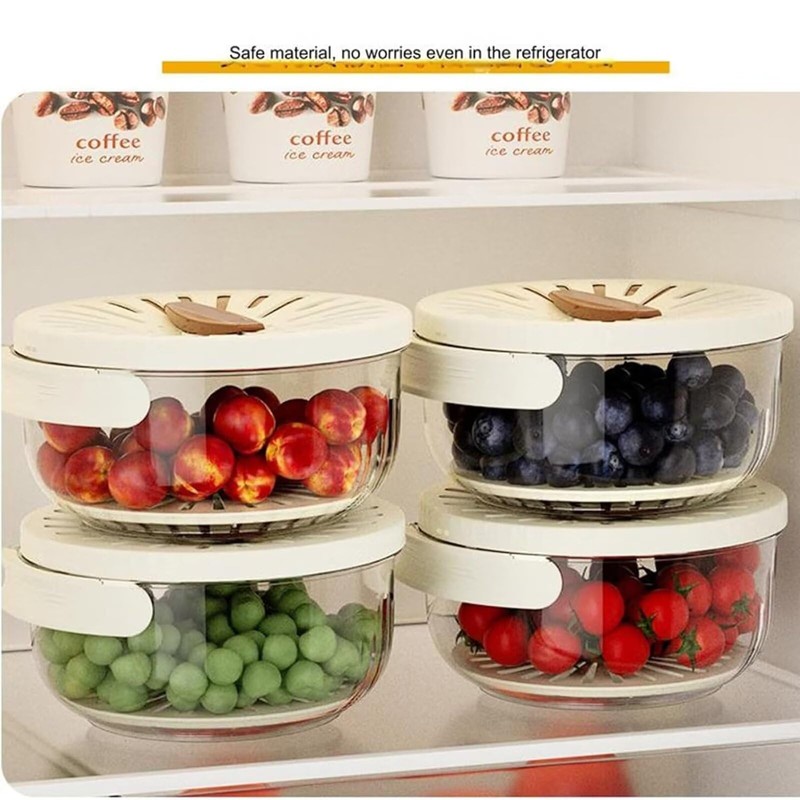 SENIURIS 2 in 1 Drainer with Lid and Strainer, Berry