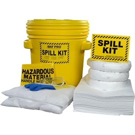 AWF PRO 20 Gallon Spill Kit, 59 Pieces, Perfect for Absorbing Oils, Coolants, Solvents, & Water, Includes 20g DOT Approved Drum, Socks, Pads & Pillows, & Accessories (Oil Spill Kit)