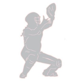 Softball Catcher Wall Decals/Sports Wall Stickers in Grey with Pink