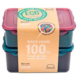 Lock & Lock HPL817HS2RCL Eco Friendly Food Storage Container Set, BPA Free, Dishwasher and Freezer Safe, Polypropylene, Random, 1.4l and 1l, Set of 2