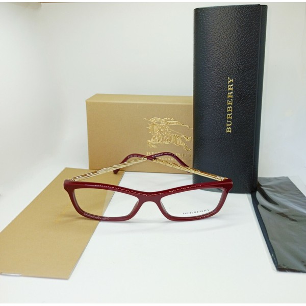 NEW BURBERRY RX Eyeglasses BE B 2190 3403 52mm Burgundy Gold Frame RX Demo Italy