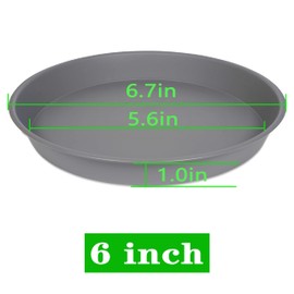 Angde 6 Packs of Plant Saucer Tray 6 inch, 4 5 6 8 10 12 14 16 18 20 inch Heavy Duty Plastic Drip Trays Saucers for Indoors Outdoor Garden, Flower Pot Drainage Tray, Plate for Planter 5-7" (6", Gray)