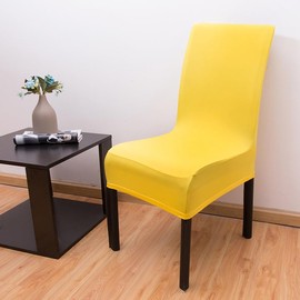 Gold Fortune - Funda protectora de tela de elastano elástica extraíble y lavable para silla de comedor (amarillo brillante)