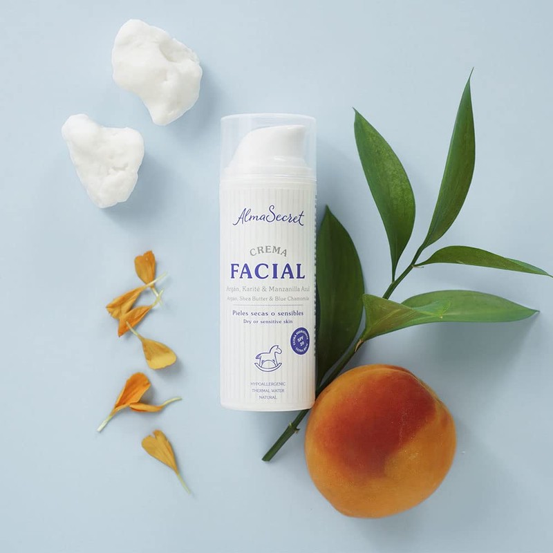 Alma Secret Face Cream with Argan, Karité & Chamomile, Blue,