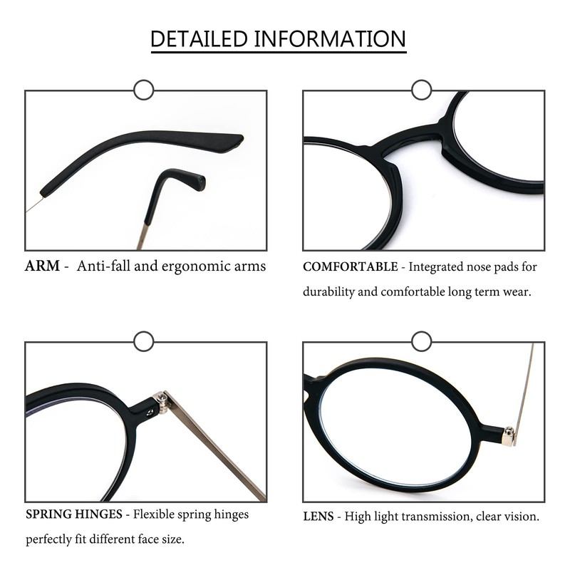 KoKoBin Ultradünne ultraleicht Anti-Blaulicht Lesebrille mit Etui Tragbare Anti-Glare-Brille (Schwarz,