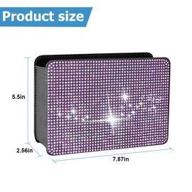 KHGUZ Bling Car Trash Can, Leather Foldable Crystal Rhinestone Vehicle Hanging Trash Organizer Holder Bin, Mini Auto Dustbin Garbage Storage Bag Container, Universal for SUV Truck RV (Pink)