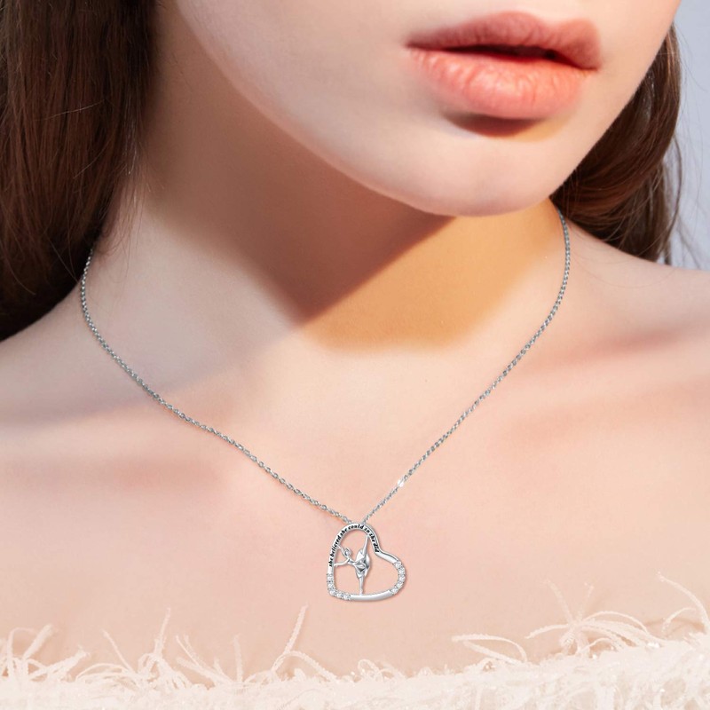 MISTBEE Ballerina Necklace Sterling Silver Engraved Inspirational Necklace She Believed