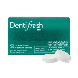 K-Nutra Dentifresh Mint Xylitol Tabs - Probiticos orales para mal aliento, boca seca y aliento fresco, 7 mil millones de UFC, sin azcar, sin OMG, sin 