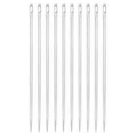 sourcing map 50 Pcs Large Eye Sewing Needles, 2.24 Inch 1mm High Carbon Iron Embroidery Thread Needle Sewing Big Eye Needle Knitting Needles for Hand Sewing Art Crafts, Silver