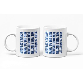 Shirtinator Funny Mug with Saying I Idiots Head Turn I Gift Idea Birthday Office Colleague Funny Cups Gift Best Friend Sister Brother